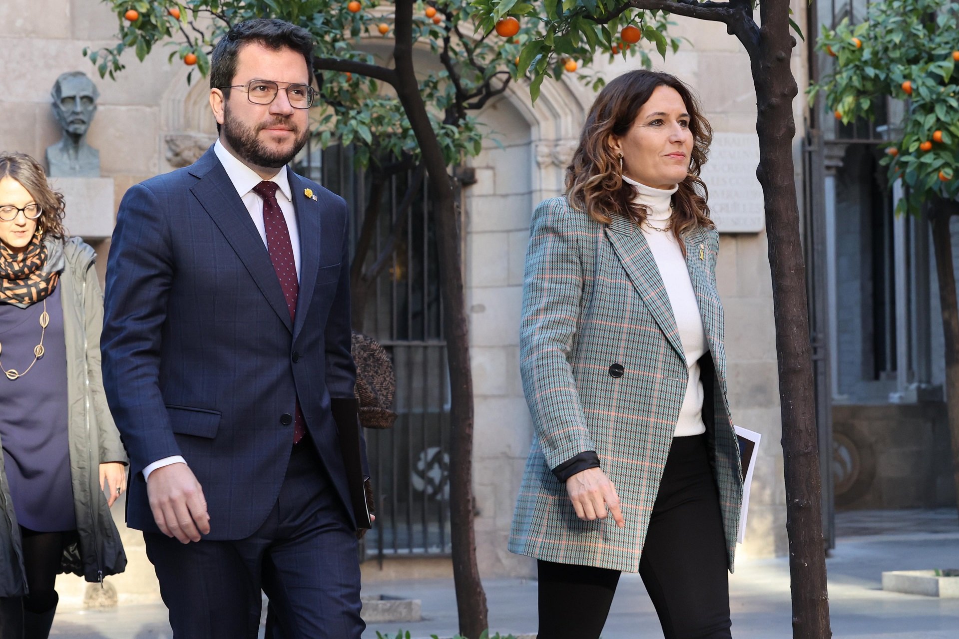 Pere Aragonès i Laura Vilagrà a la reunió del consell executiu / Rubén Moreno