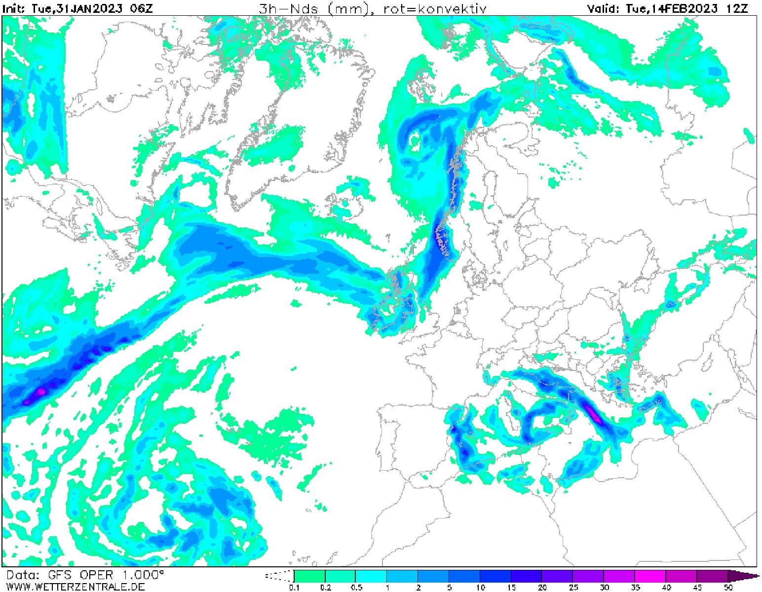 Nevará en todo Catalunya el martes, 14 de febrero GFS Wetterzentrale