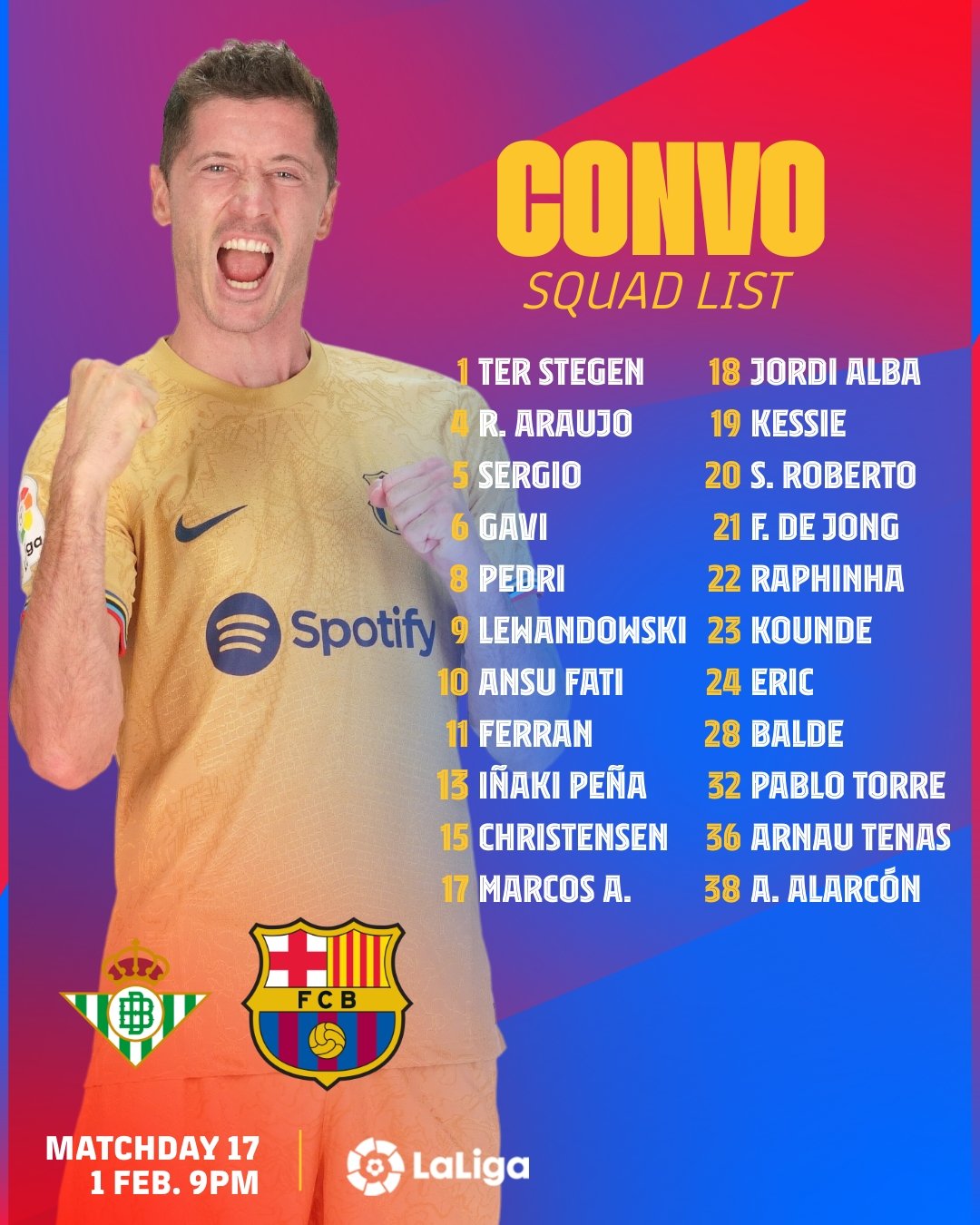 Convo Bar&ccedil;a Betis