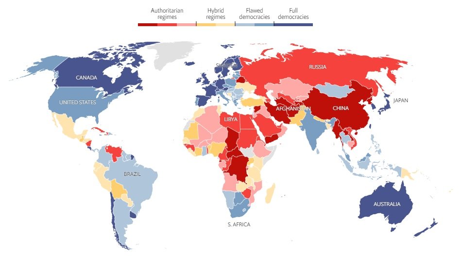 mapa the economist democracies