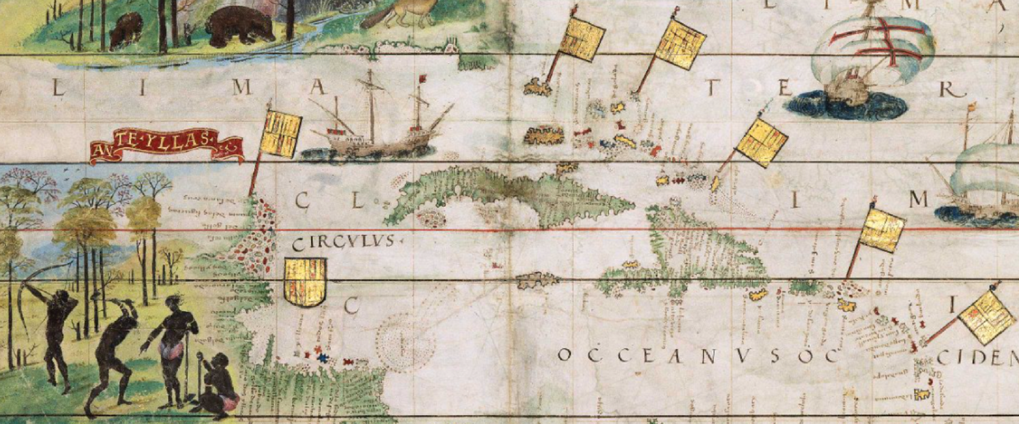 Fragmento de un mapa del Atlántico. Atlas Miller (siglo XVI) / Fuente: Bibliothèque nationale de France Fragmento de un mapa del Atlántico. Atlas Miller (siglo XVI) / Fuente: Bibliothèque nationale de France