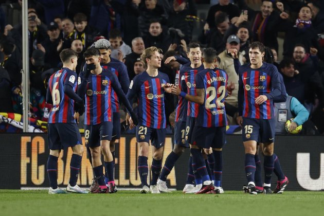 FC Barcelona celebrando gol contra Sevilla / Foto: EFE - Toni Albir