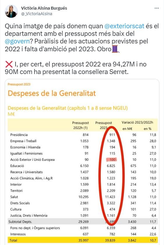TUIT victòria alsina pressupostos 2023