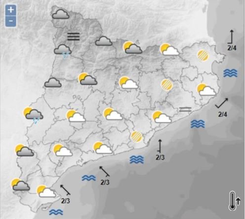 Previsión de lluvias en el oeste de Catalunya