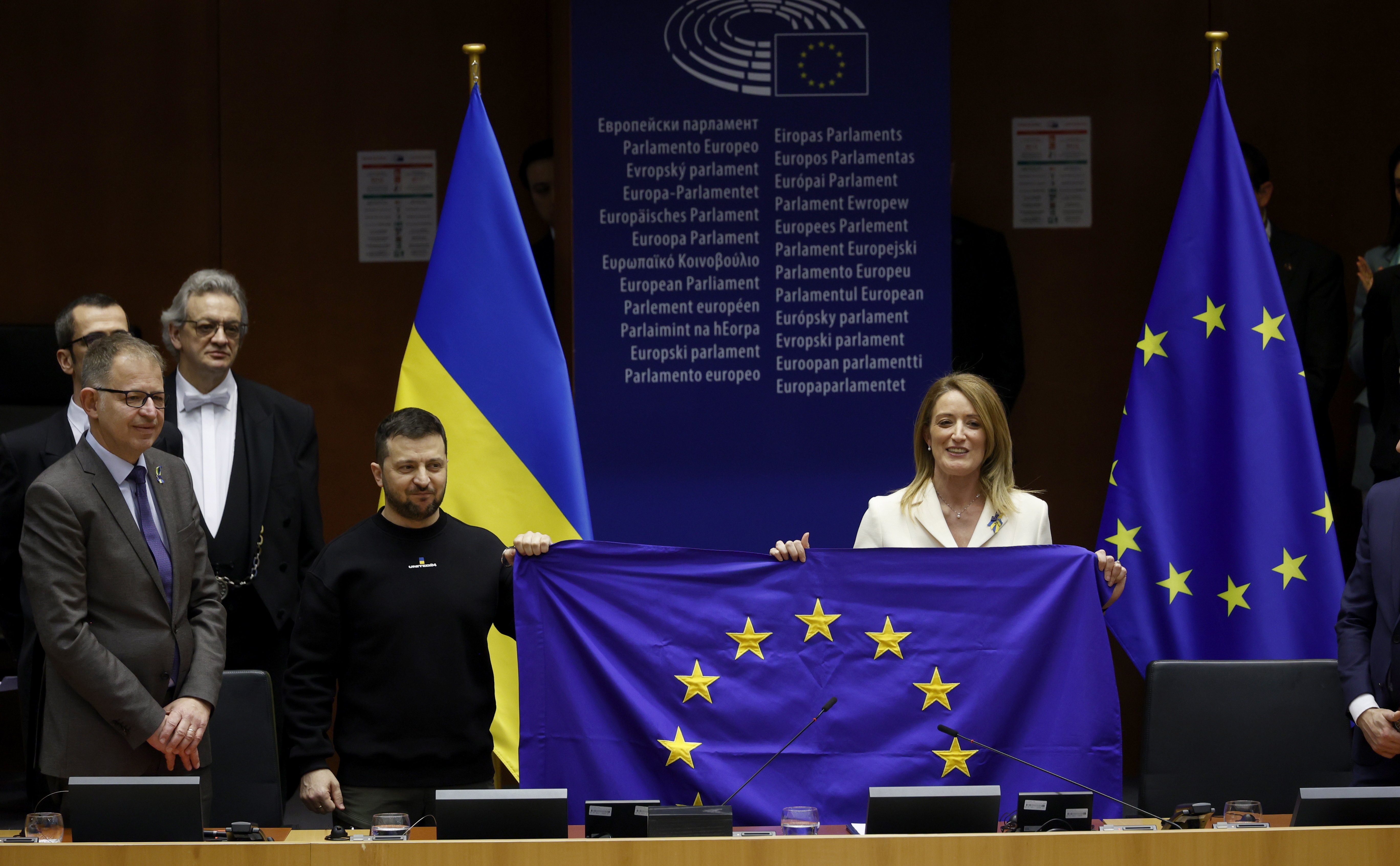 volodimir zelenski president ucraines ucraina roberta metsola parlament europeu efe