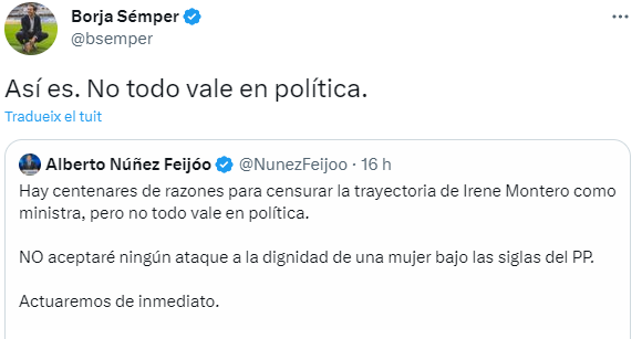 Tuit de Alberto Núñez Feijóo