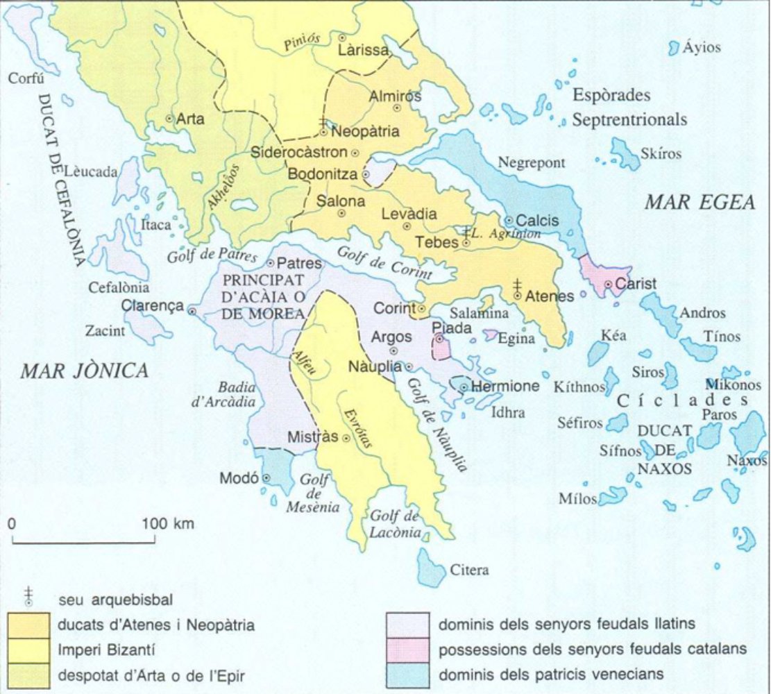 Mapa de los ducados catalanes de Atenas y Neopàtria. Fuente Enciclopedia Catalana Mapa de los ducados catalanes de Atenas y Neopàtria. Fuente Enciclopedia Catalana