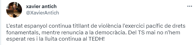 Tuit de Xavier Antich Tuit de Xavier Antich