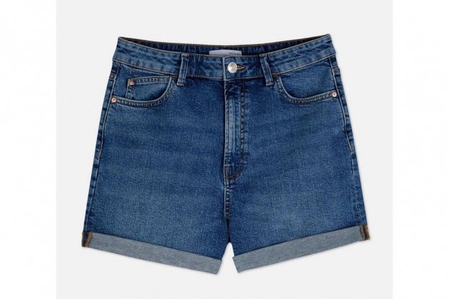 Pantalons curts texans|vaquers de cossatge alt amb vora