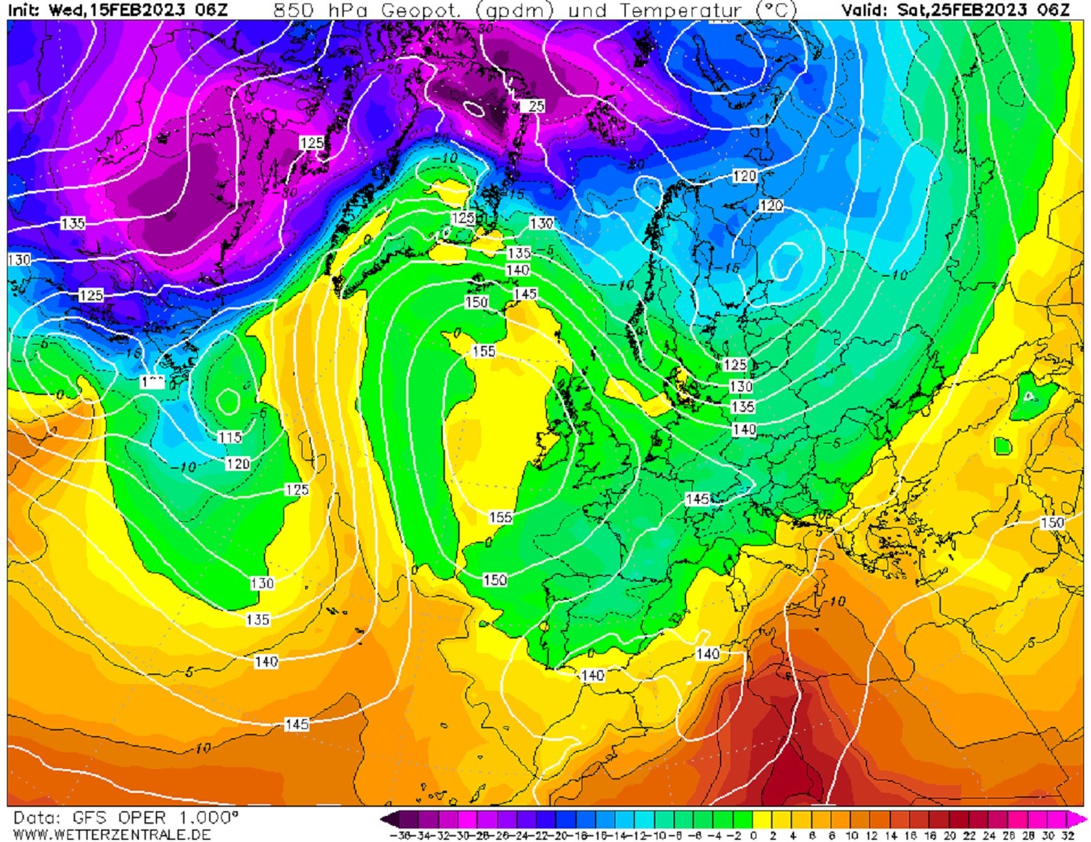 Frío 25 de febrero GFS Wetterzentrale