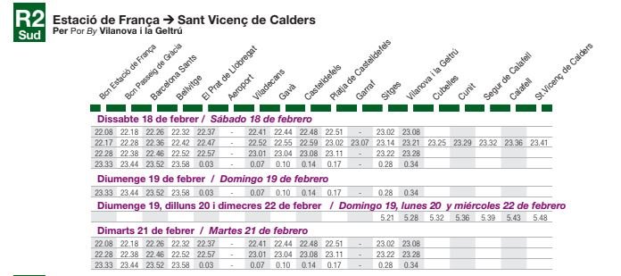 servicio especial renfe R2 servicio especial renfe R2
