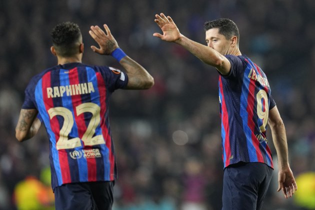 Raphinha Lewandowski Barça Manchester United / Foto: EFE Raphinha Lewandowski Barça Manchester United / Foto: EFE