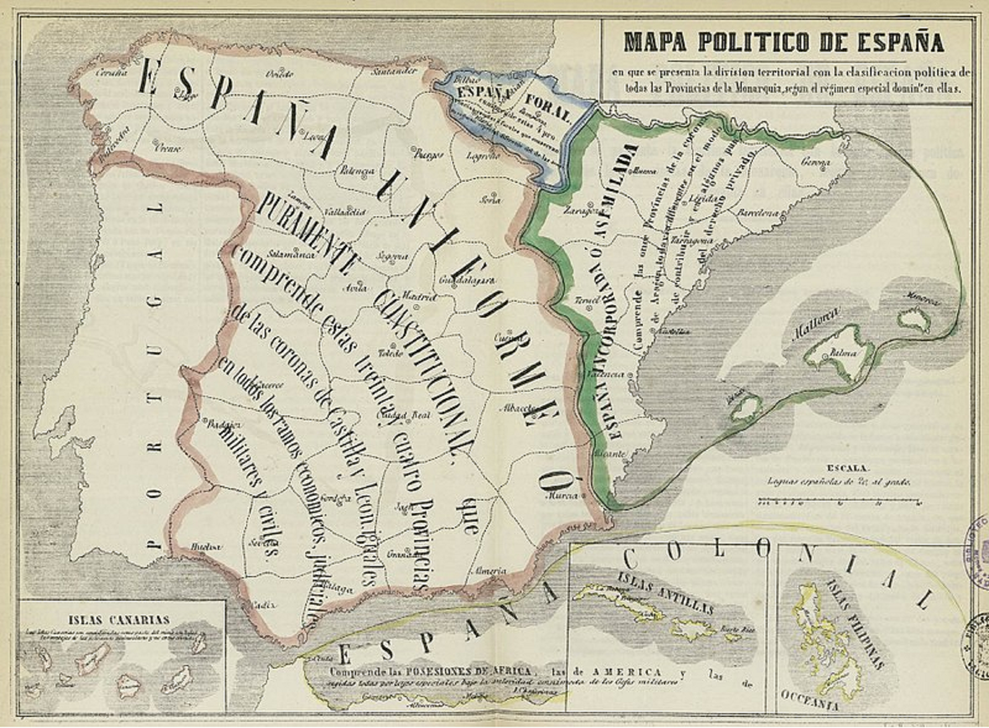 Mapa político de España (1850) / Fuente: Biblioteca Nacional de España Mapa político de España (1850) / Fuente: Biblioteca Nacional de España
