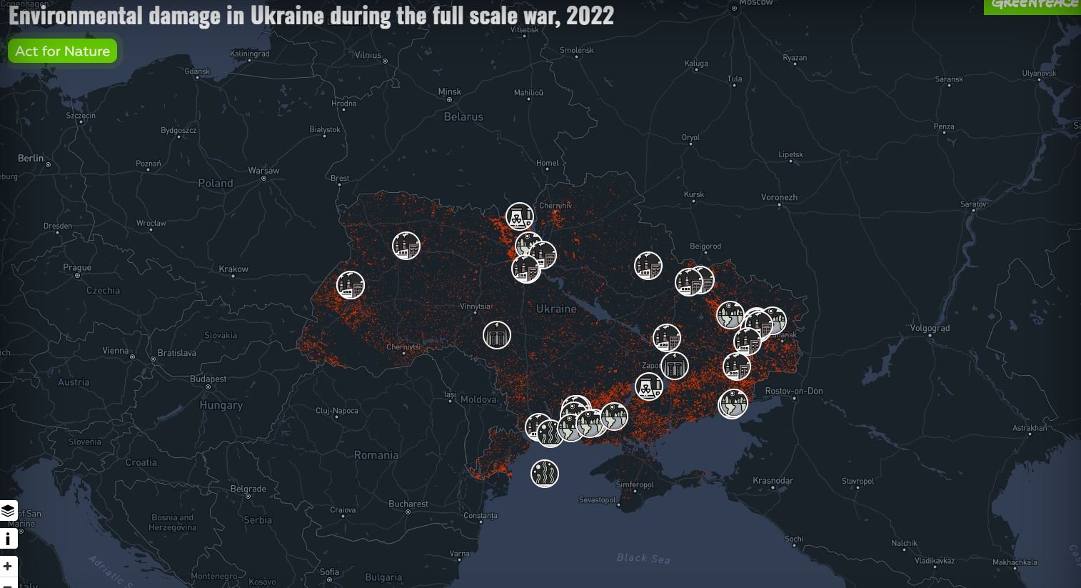 ucraina mapa danys medi ambient captura greenpeace