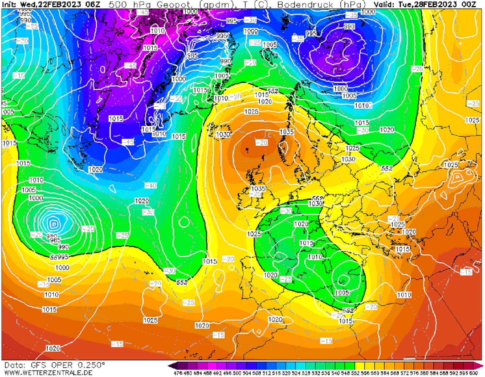 Bolsa|Bolso frío con 30ºC a 5.600 metros GFS Wetterzentrale Bolsa|Bolso frío con 30ºC a 5.600 metros GFS Wetterzentrale