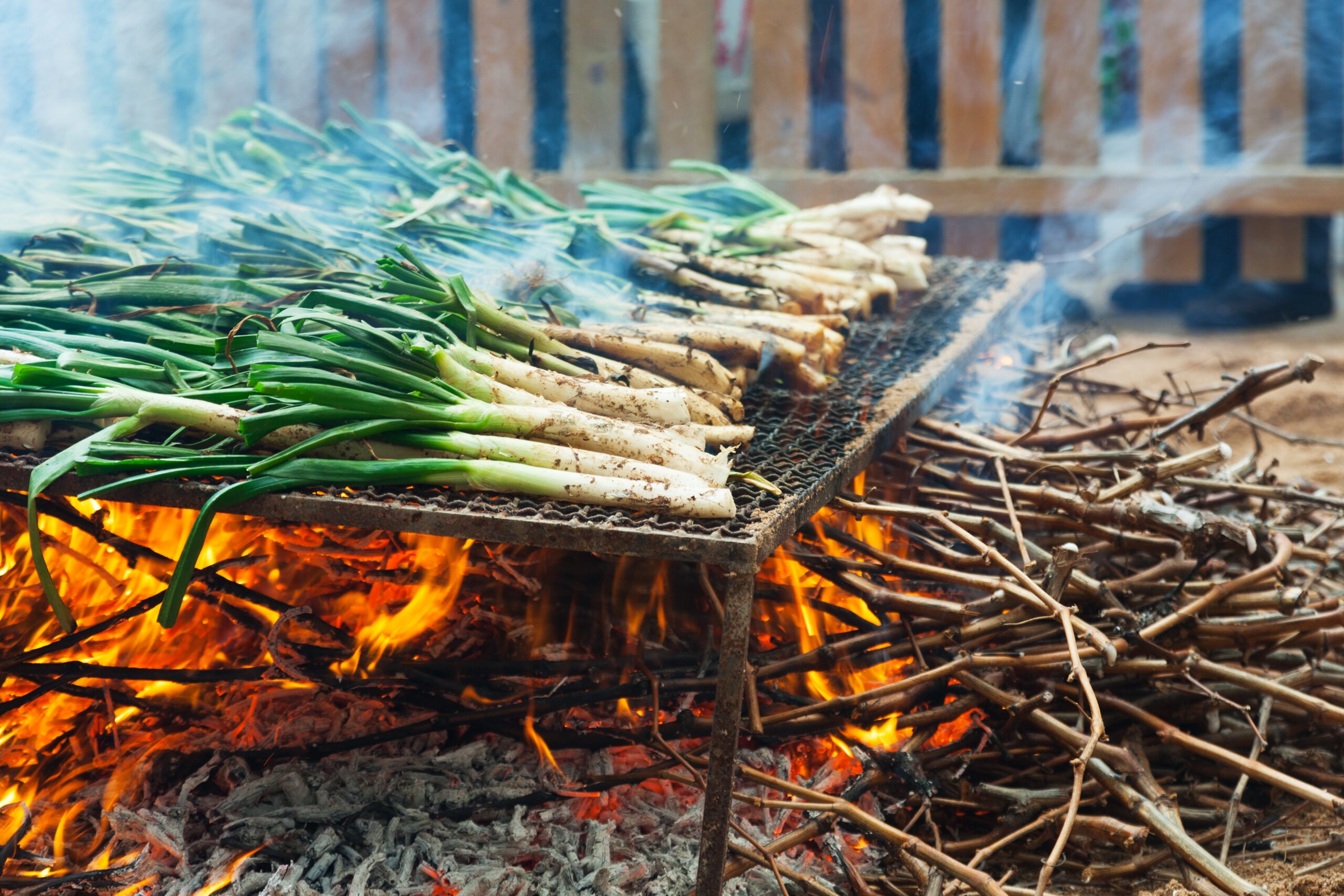 Defender con orgullo la matraca patrimonial de los calçots con babero y sin guantes