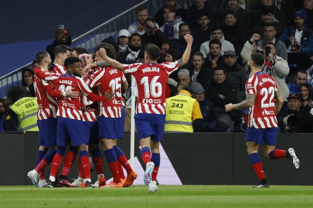 Atlético de Madrid celebra el gol de Giménez / Foto: EFE - Juanjo Martín