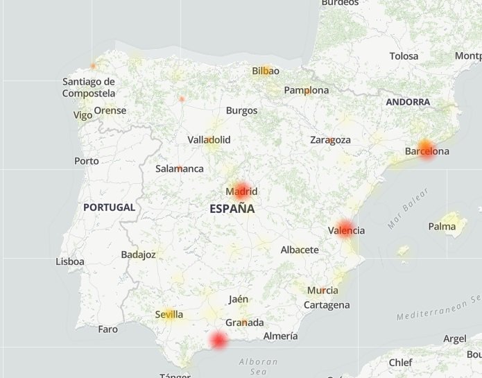 mapa incidencies twitter downdetector