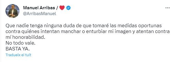 Tuit Manuel Arribas caso mediador