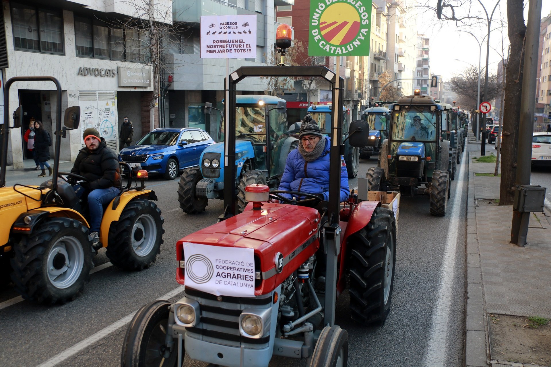 Tractorada masiva en Lleida: los agricultores lanzan conejos como acción de protesta