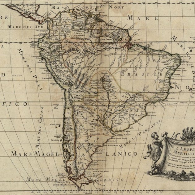 Mapa d'Amèrica del Sud (segle XVII). Font Cartoteca de Catalunya (1)