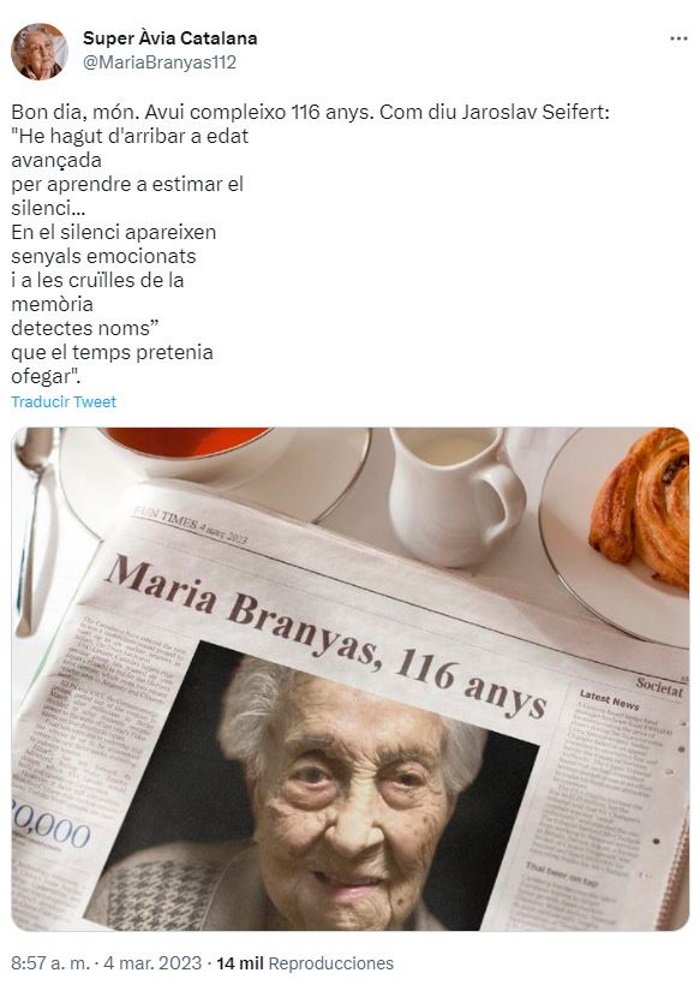 Tweet Maria Branyas Tweet Maria Branyas