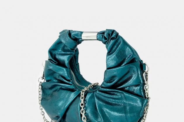 Bolso de mano fruncido verde oscuro1 Bolso de mano fruncido verde oscuro1
