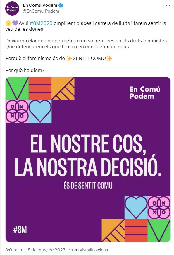 TUIT 8M En Comú Podem