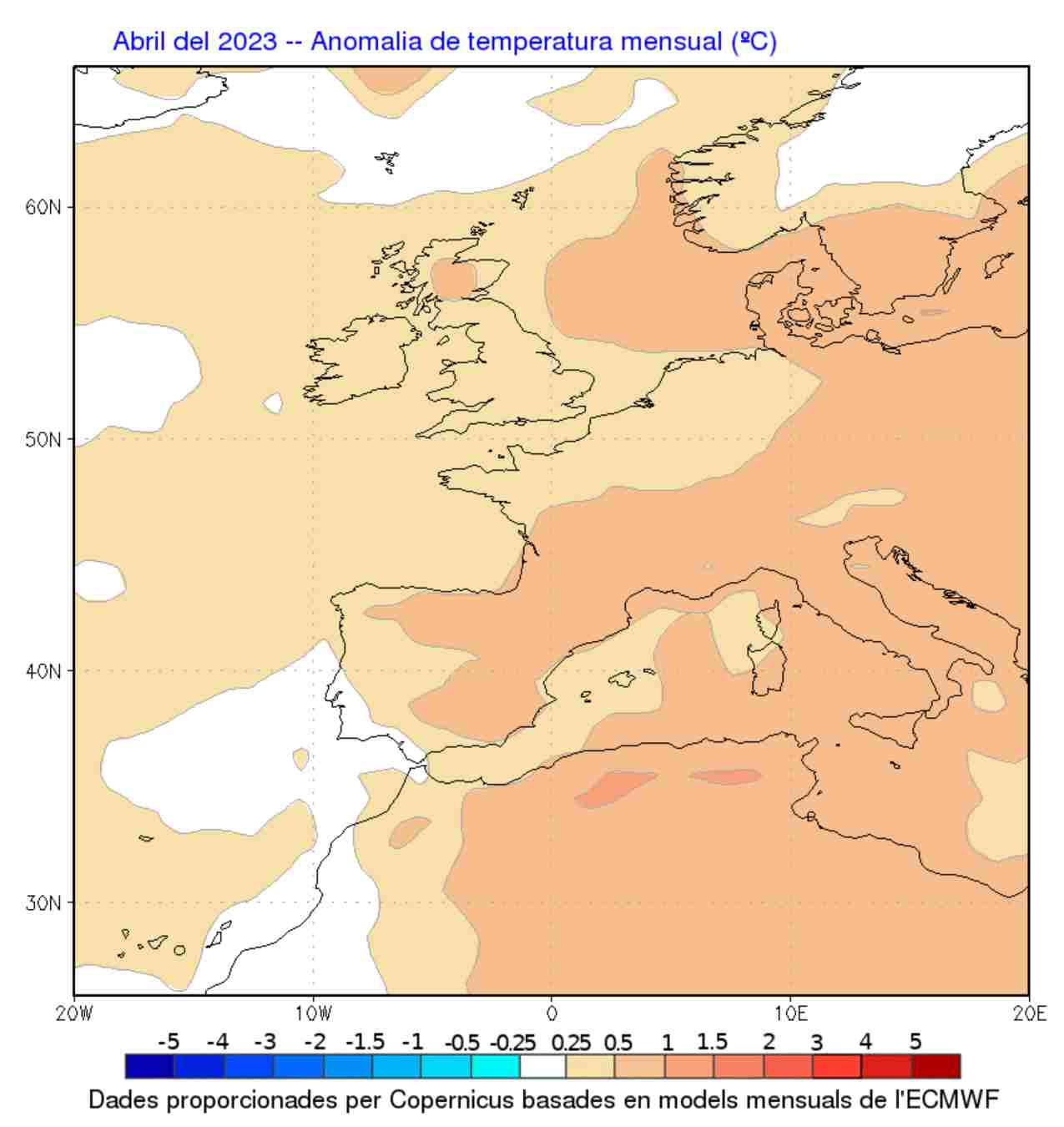 A l'abril farà més calor del que estem acostumats! / Font: Predicció mensual del Servei Meteorològic de Catalunya