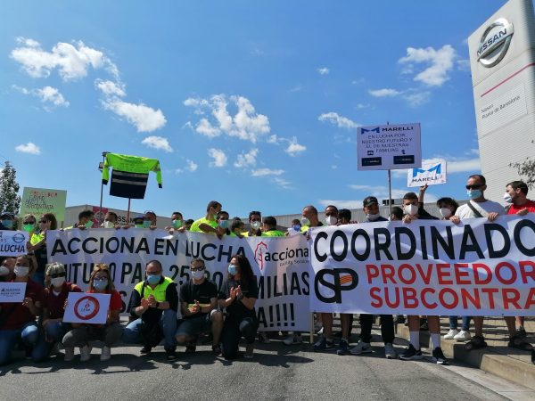 EuropaPress 3189862 trabajadores empresas auxiliaste nissan rodean planta zona franca barcelona EuropaPress 3189862 trabajadores empresas auxiliaste nissan rodean planta zona franca barcelona