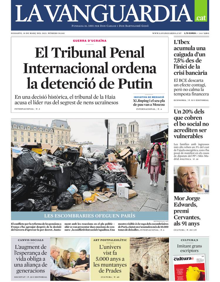 Portada La Vanguardia 18 marzo 2023