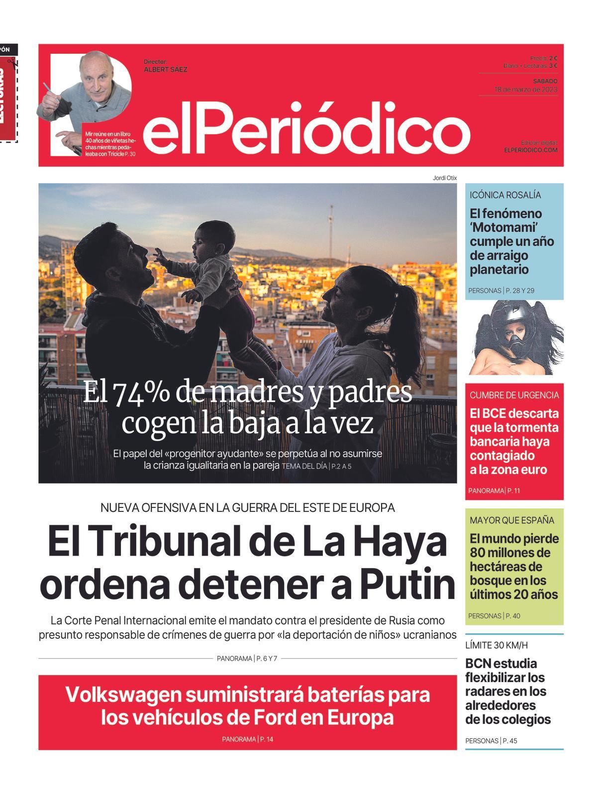 Portada El Periódico 18 març 2023 Portada El Periódico 18 març 2023