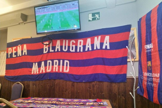 Cervecería San Millán bandera Peña Blaugrana Madrid / Foto: El Nacional Cervecería San Millán bandera Peña Blaugrana Madrid / Foto: El Nacional
