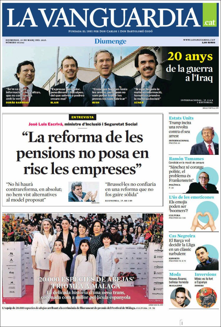 Portada 'La Vanguardia' 19 de marzo Portada 'La Vanguardia' 19 de marzo