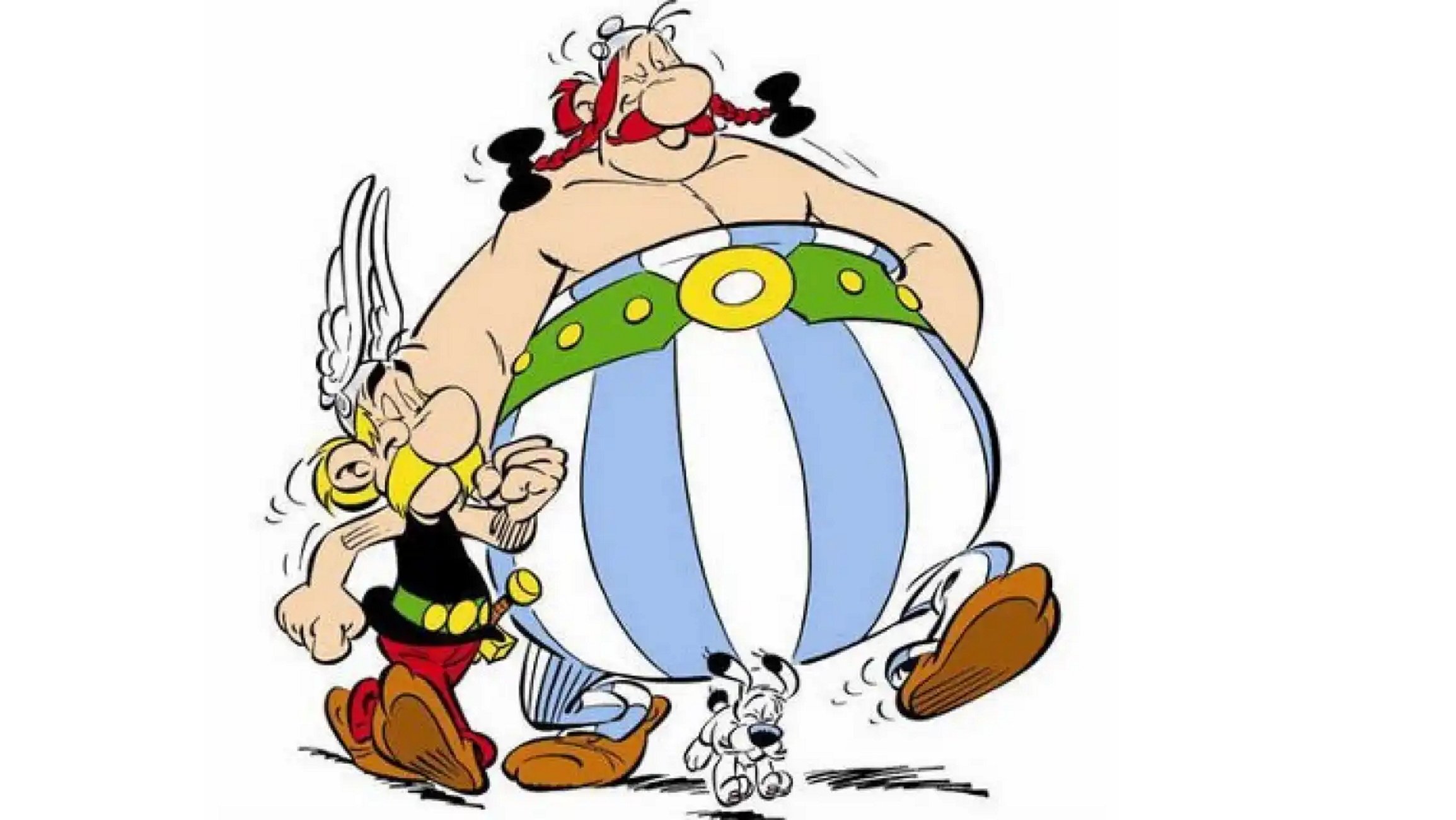 Astérix y Obélix con el lirio en la mano