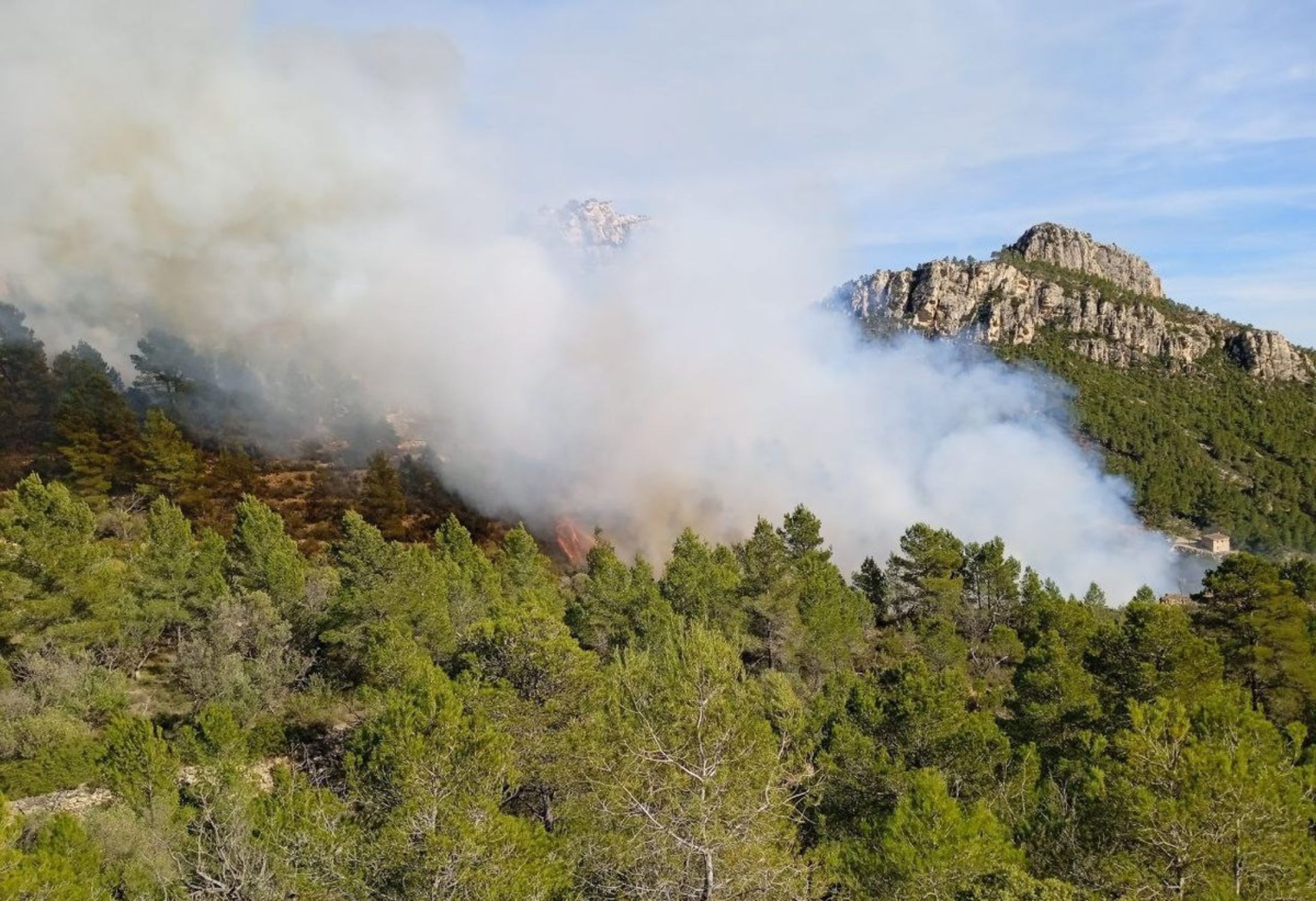 Controlat l'incendi del Baix Ebre: foc forestal entre Xerta i Paüls, als peus dels Ports