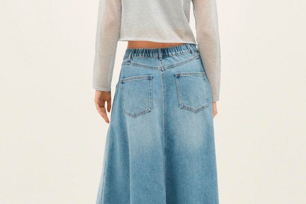 Falda afluixa denim fluida Falda afluixa denim fluida
