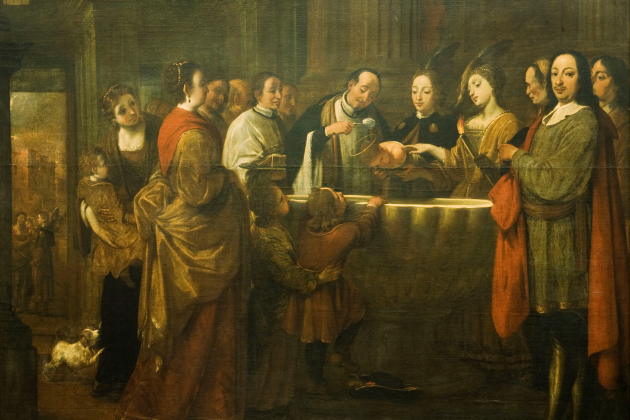 Nace Antoni Viladomat, el mejor pintor catalą del XVIII. El bautizo de Sant Francesc, obra de Viladomat. Font MNAC