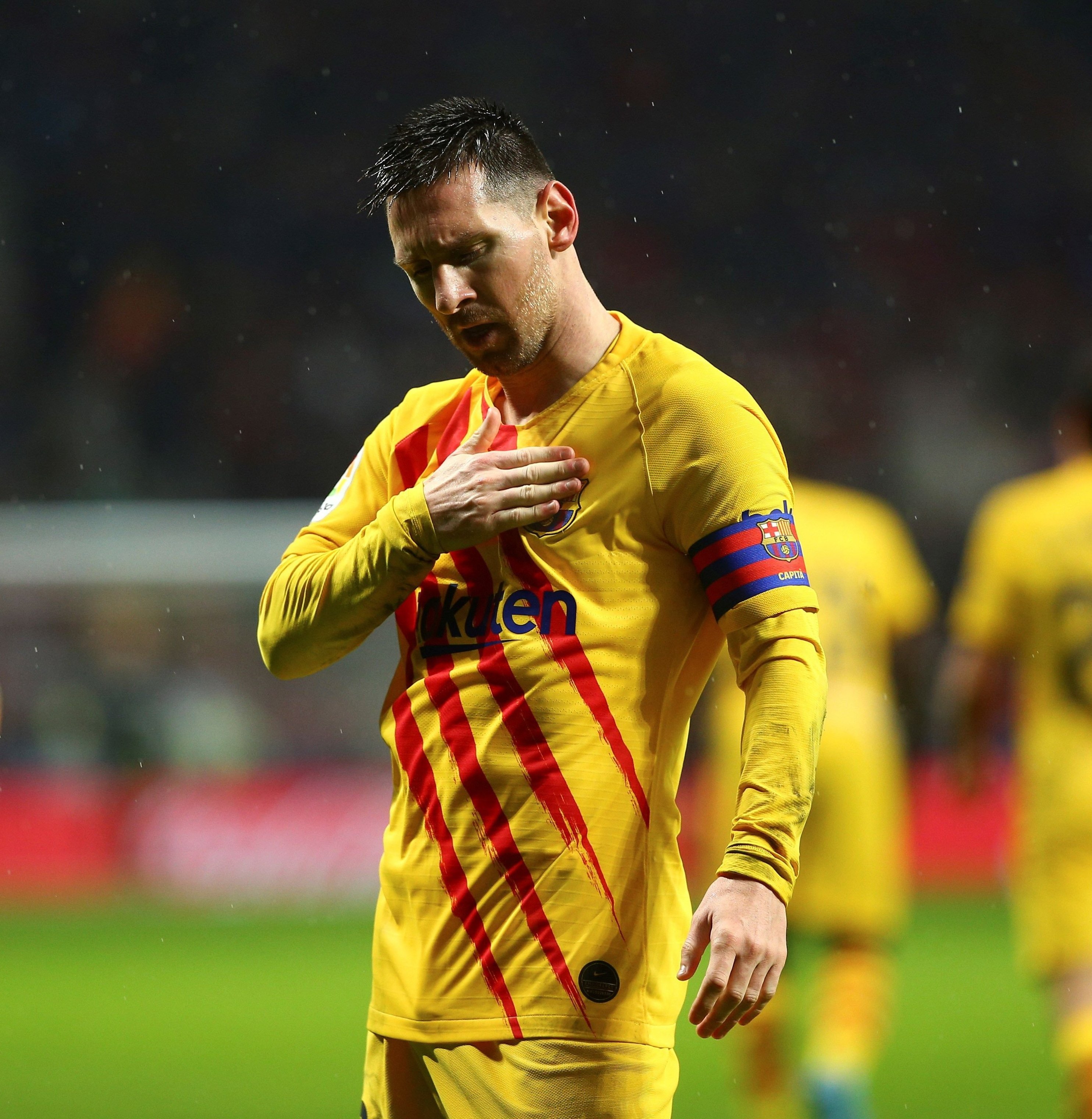 Messi celebró la victoria con jugadores del Barça