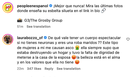 comentarios Laura Bozzo sobre Clara Chía Instagram