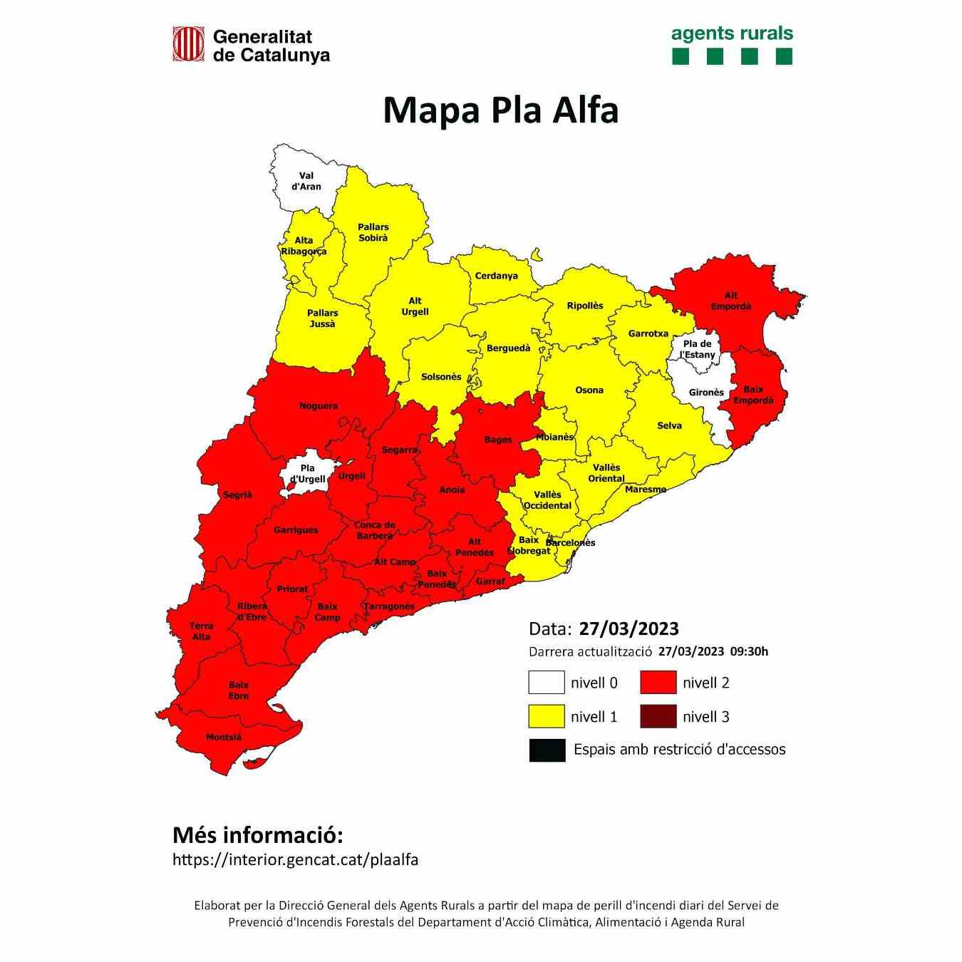 Cal extremar les precaucions: les altes temperatures i el vent poden ser perillosos si es produeix un incendi forestal amb el sòl tan sec / Agents Rurals