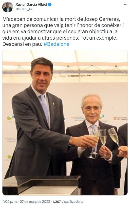 Xavier Garcia Albiol Josep Carreras Tuit