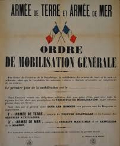 Orden de movilización general. Fuente Archivo departamental de Gard
