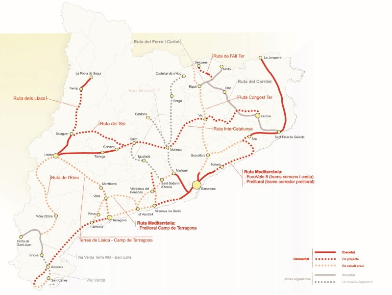 mapa rutas cicloturistiques / Generalitat de Catalunya