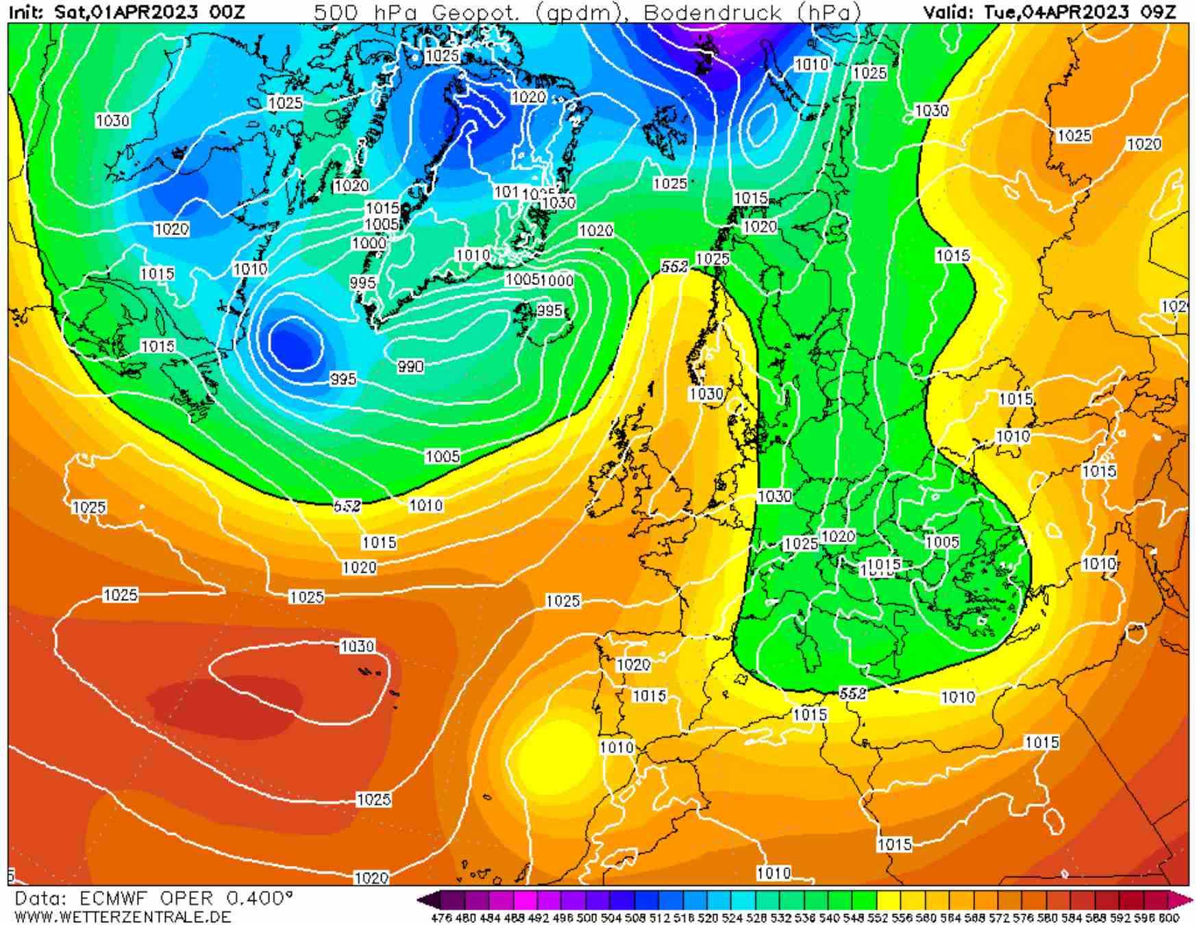 Situación de las masas atmosféricas por|para esta semana / Wetterzentrale