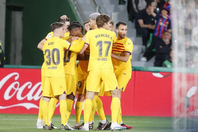 Barça celebra gol ante Elche / Foto: EFE - Manuel Lorenzo Barça celebra gol ante Elche / Foto: EFE - Manuel Lorenzo