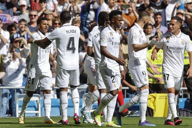 Reial Madrid celebra gol de Rodrygo davant de Valladolid / Foto: EFE - Rodrigo Jimenez Reial Madrid celebra gol de Rodrygo davant de Valladolid / Foto: EFE - Rodrigo Jimenez