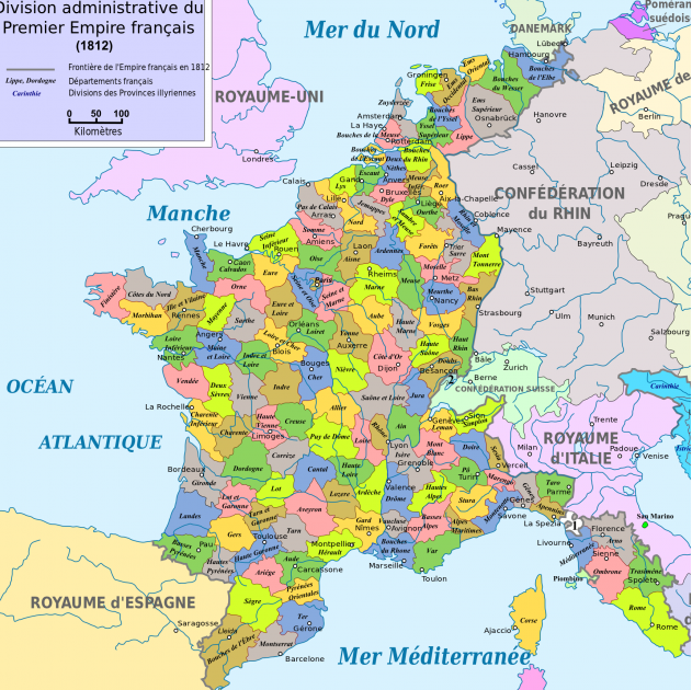 Mapa del Primer Imperi francès. Font Wikimedia Commons