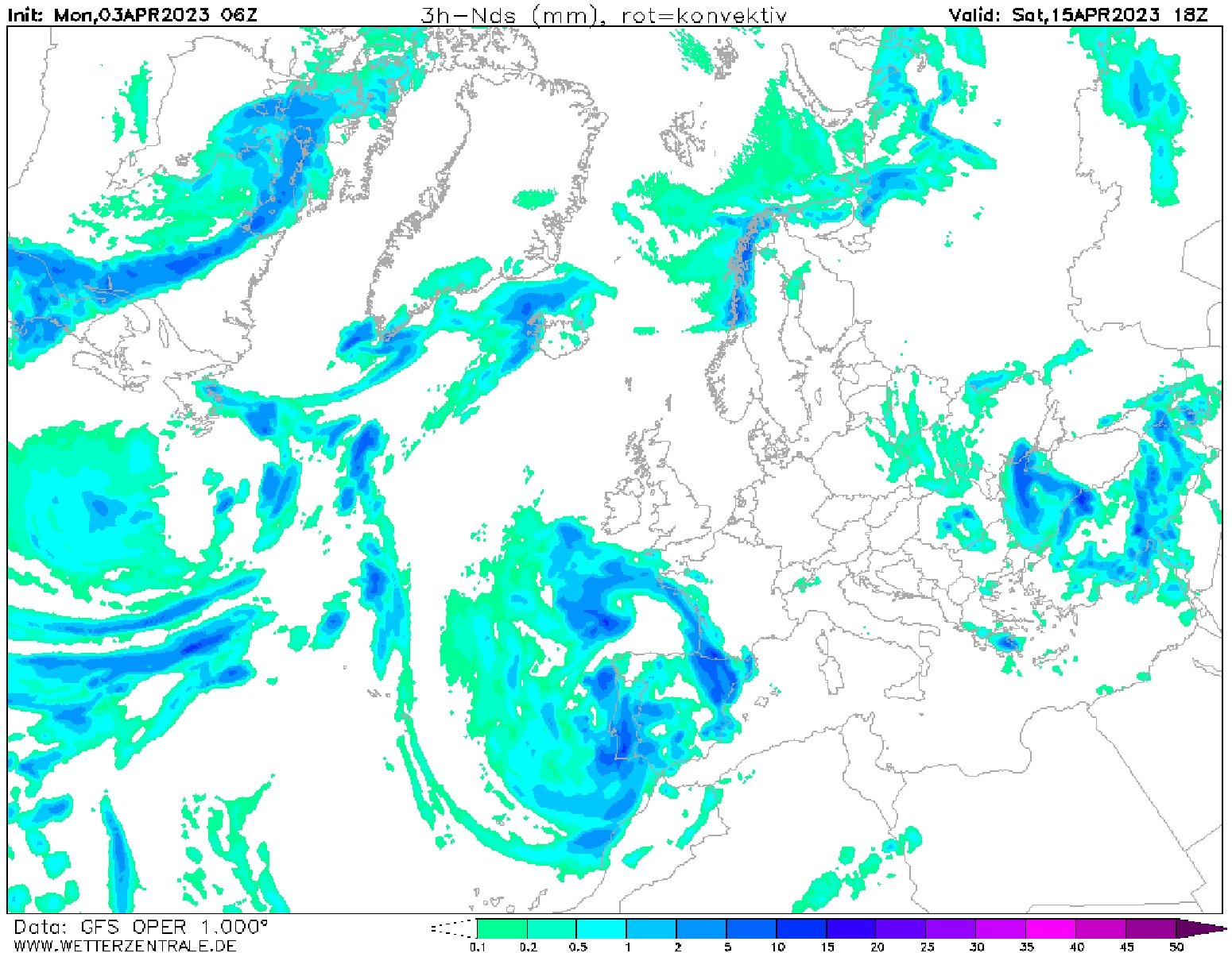 Plourà a mitjans d'abril 2023 a Catalunya GFS Wetterzentrale