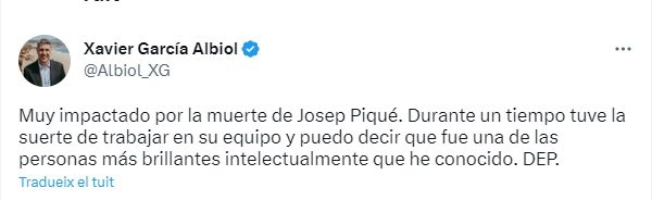 TUIT mor Josep Pique Garcia Albiol